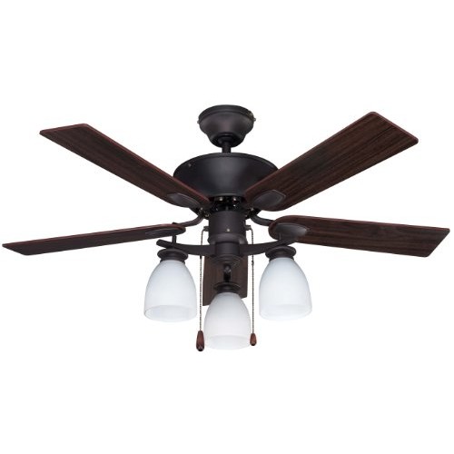 Canarm CF42NEW5ORB New Yorker Dual Mount 42-Inch Ceiling Fan with Flat Opal Light Kit and 5 Reversible Blades  Oil Rubbed Bronze - B003TQLO70